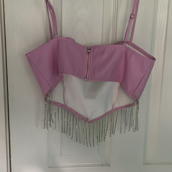 Concert pink top with fringe size medium - Picture 5 of 5